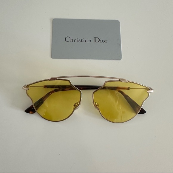 Dior Gold Aviator Sunglasses with Double Bridge - Picture 1 of 8
